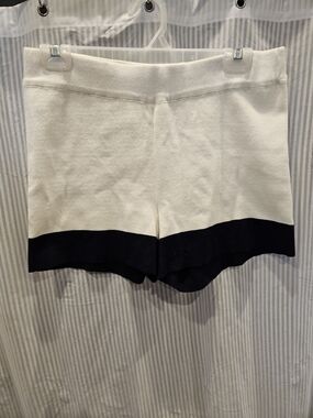 Holebrook Men Flat Front Cotton Knit Shorts - Cream w/ Black Trim NWT Med Sweden